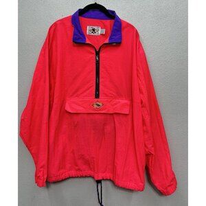VTG GOTCHA 90s Pullover Windbreaker Jacket 1/2 Zip Neon Pink Skate Surf Small